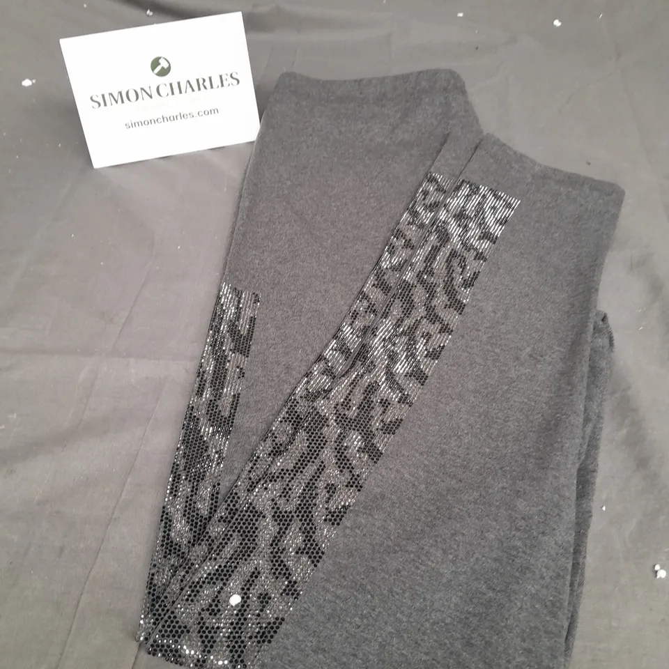 FRANK USHER LADIES GREY LEGGINGS WITH SEQUIN DETAIL SIZE L/XL