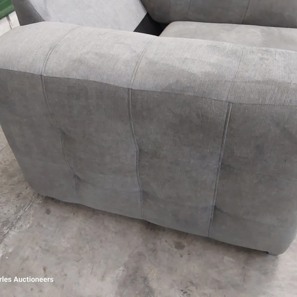 DESIGNER EASY CHAIR GREY FABRIC ON CHROME FEET
