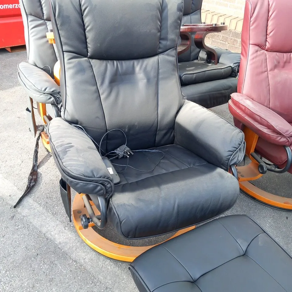 DESIGNER SANTIAGO BLACK SWIVEL CHAIR WITH FOOTSTOOL