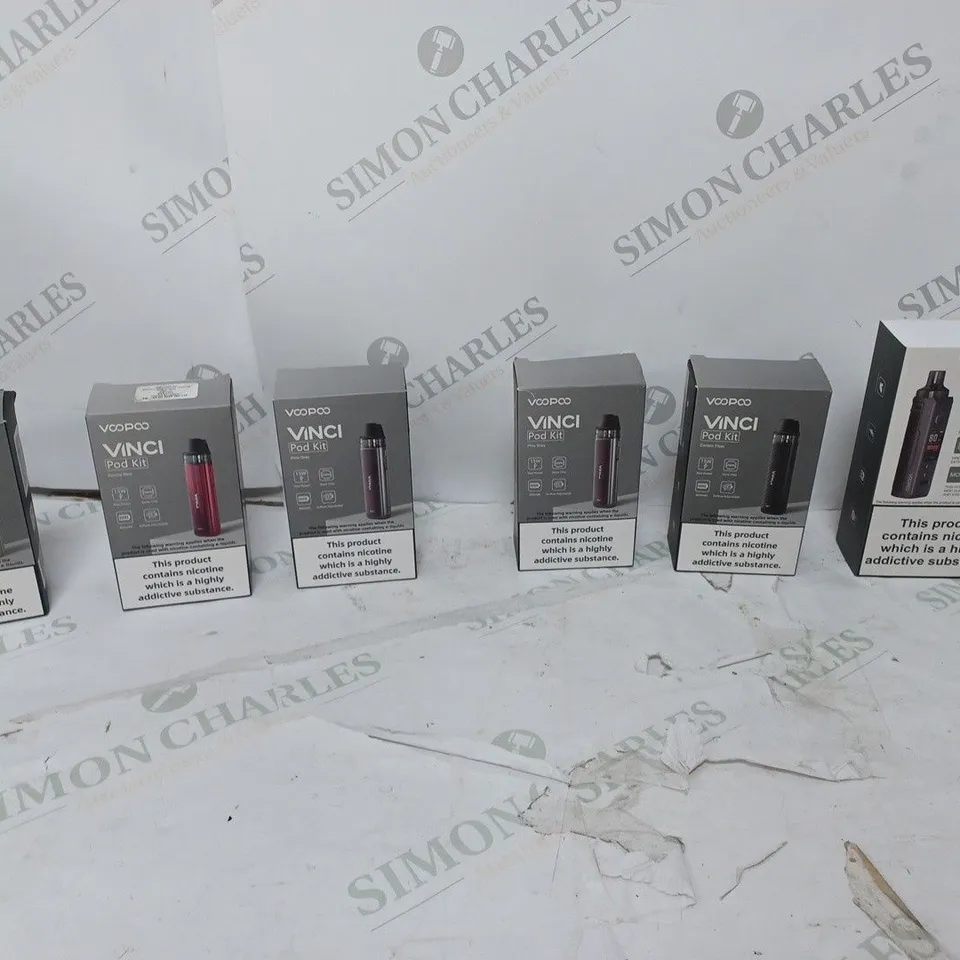 LOT OF APPROXIMATELY 10 BOXED E-CIGARETTES TO INCLUDE VOOPOO VINCI Q, VOOPOO DRAG NANO X2, AND VOOPOO VINCI 3 ETC.