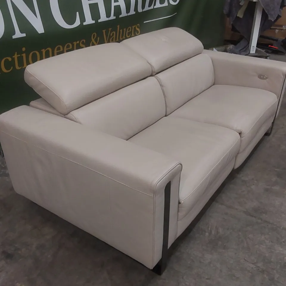 QUALITY DESIGNER ITALIAN MADE ASHLEY 2 SEATER ELECTRIC RECLINER LEATHER SOFA 