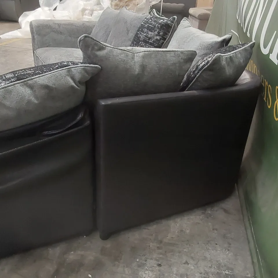 QUALITY DESIGNER UPHOLSTERED CORNER SOFA - BLACK & GREY