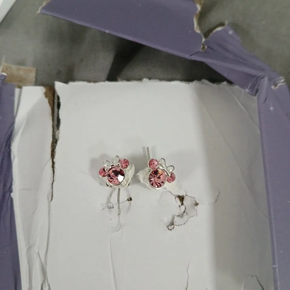 MINNIE MOUSE PINK CRYSTAL EARRINGS. UNBOXED 
