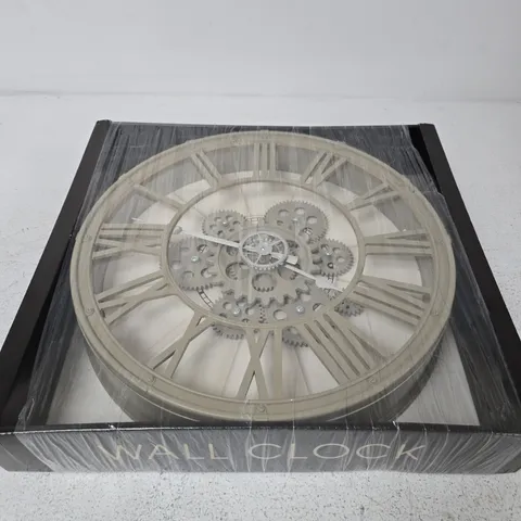 WALL CLOCK – SKELETON GEAR DESIGN WITH ROMAN NUMERALS