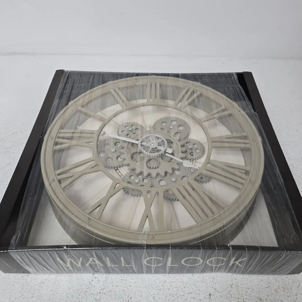 WALL CLOCK – SKELETON GEAR DESIGN WITH ROMAN NUMERALS
