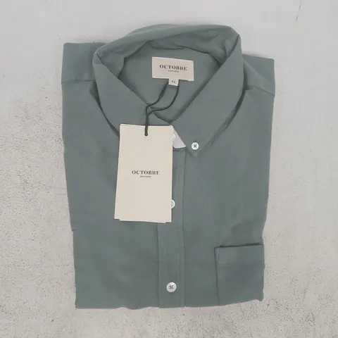OCTOBRE EDITIONS CHARLIE OXFORD SHIRT IN TEAL SIZE XL