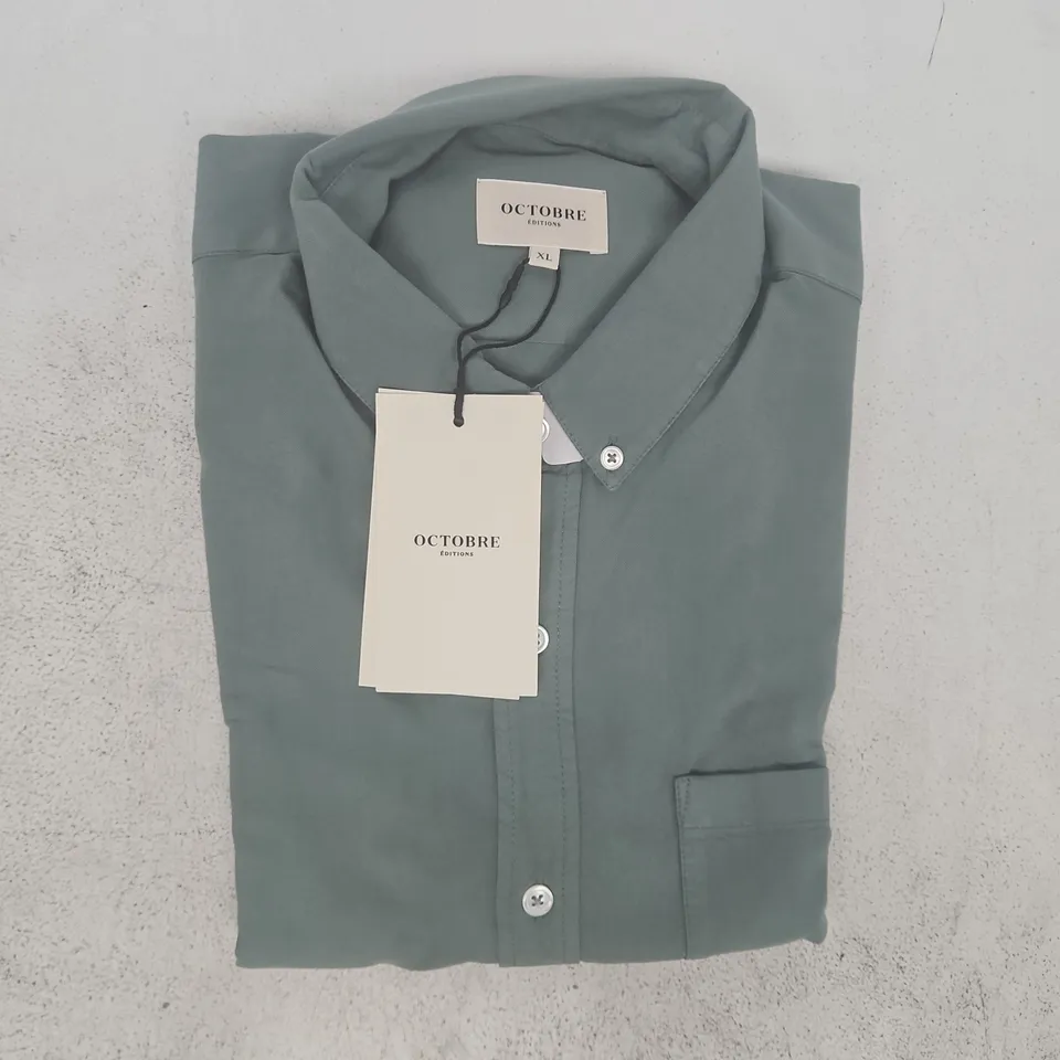 OCTOBRE EDITIONS CHARLIE OXFORD SHIRT IN TEAL SIZE XL