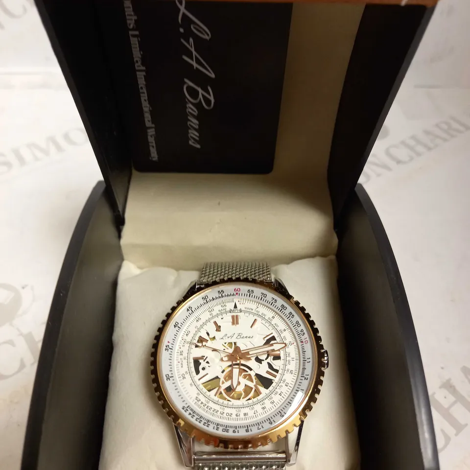 LA BANUS PART SKELETON DIAL SHARK MESH STRAP WRISTWATCH  RRP £600