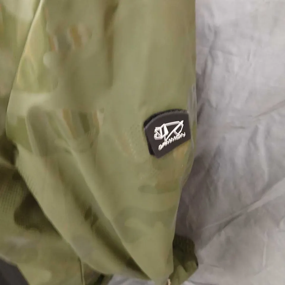 GAMMON OLIVE GREEN CAMOUFLAGE PARKA WITH FAUX SHEARLING LINING – SIZE S