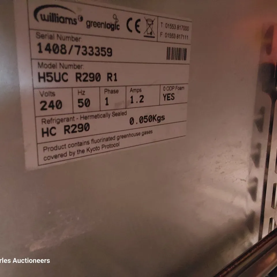 WILLIAMS UNDERCOUNTER FRIDGE H5UC R290 R1