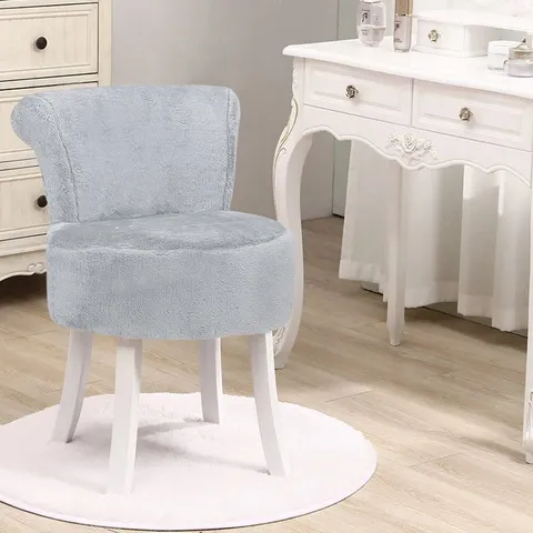 BOXED LIVINGANDHOME MODERN PLUSH UPHOLSTERED DRESSING TABLE CHAIR - WHITE (1 BOX)