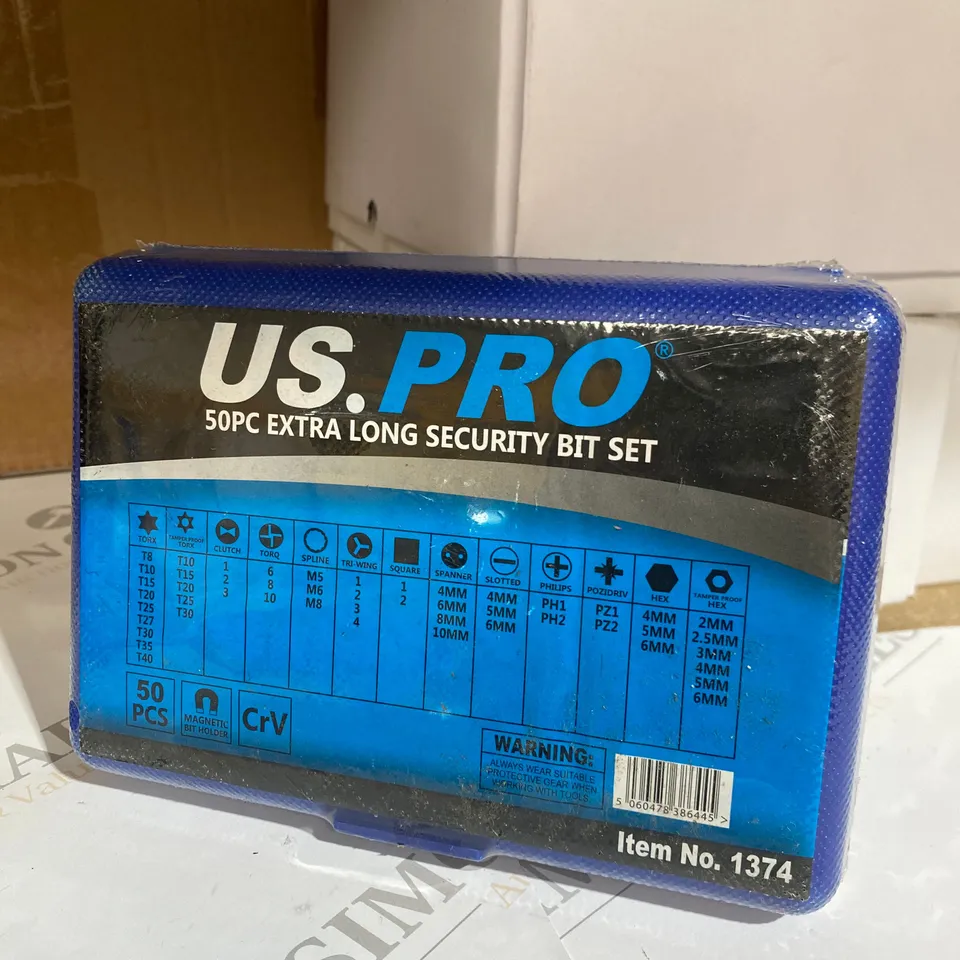 BOXED US.PRO 50PC EXTRA LONG SECURITY BIT SET 