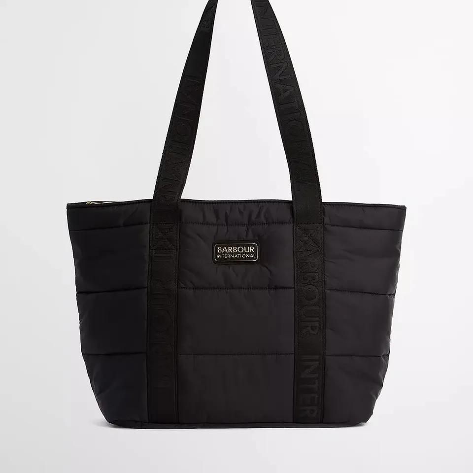BARBOUR INTERNATIONAL BINTL MONACO QUILT TOTE BAG - BLACK