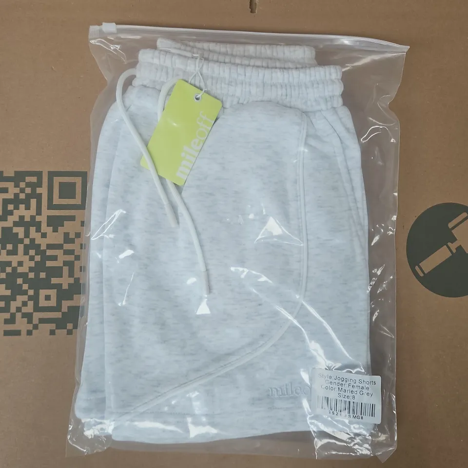 bagged mileoff female jogging shorts in grey marl size 8