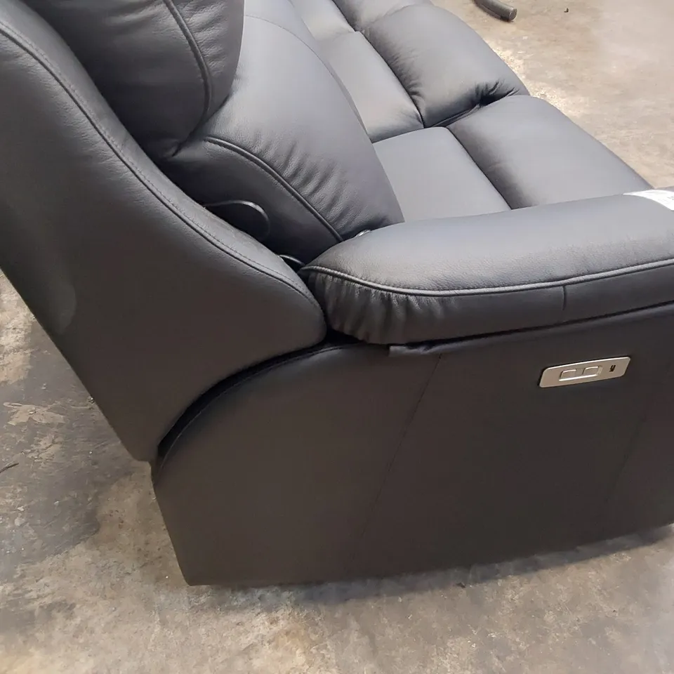 QUALITY BRITISH DESIGNER G PLAN KINGSBURY POWER RECLINING THREE SEATER SOFA CAMBRIDGE BLACK LEATHER 
