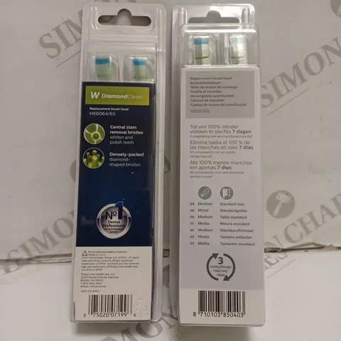 2 BOXED AND SEALED PHILIPS SONICARE REPLACEMENT BRUSH HEADS TO INCLUDE W DIAMONDCLEAN AND W2 OPTIMAL WHITE 