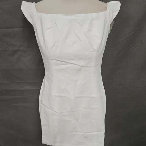 KAIIA LINEN LOOK OFF SHOULDER MINI DRESS IN WHITE SIZE 10