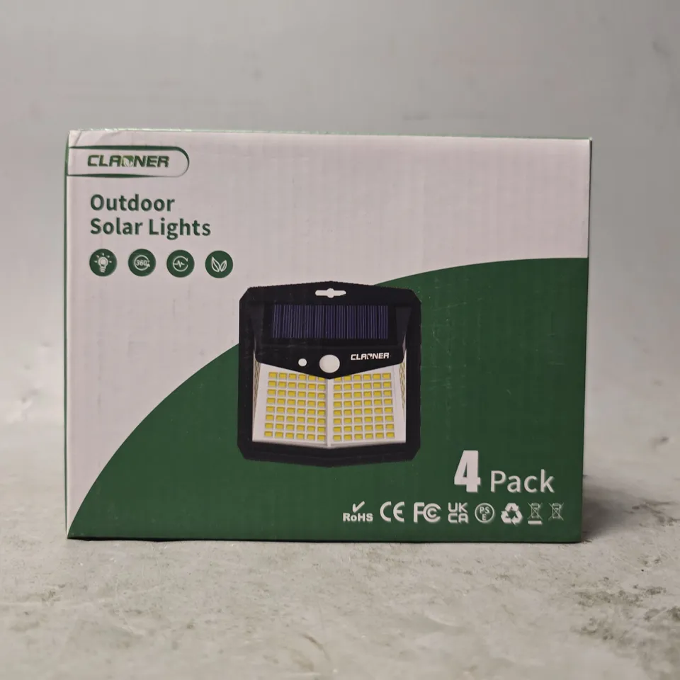 BOXED CLAONER OUTDOOR SOLAR LIGHTS 4 PACK 