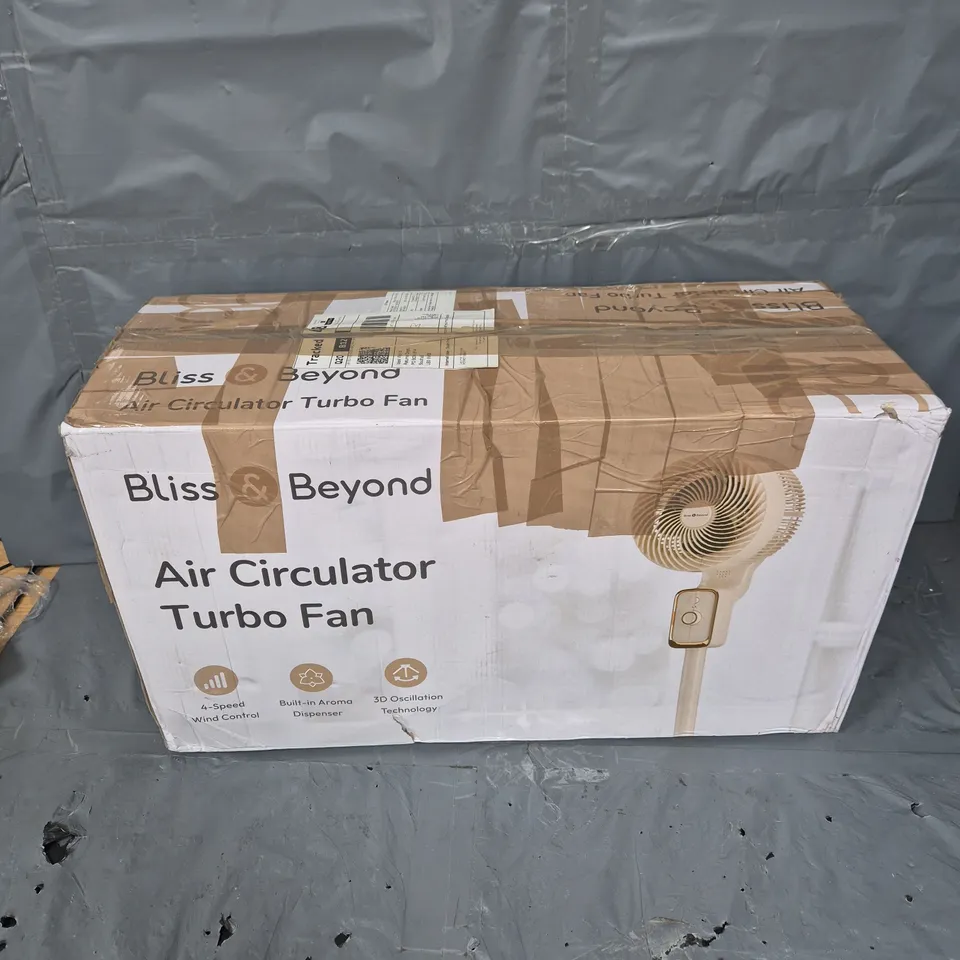 BOXED BLISS & BEYOND AIR CIRCULATOR FAN IN BEIGE
