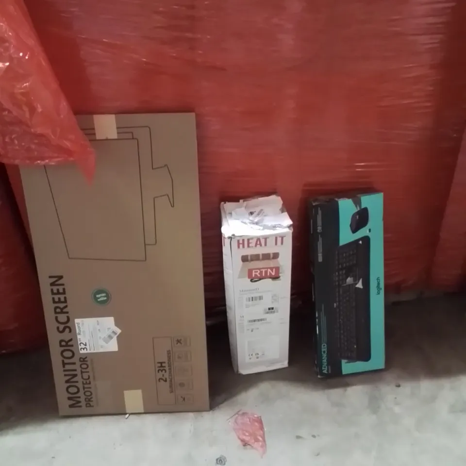 PALLET OF ASSORTED HOUSEHOLD GOODS AND PRODUCTS TO INCLUDE;MONITOR SCREEN PROTECTOR,UNDERFLOOR HEATING SYSTEM,KEYBOARD 