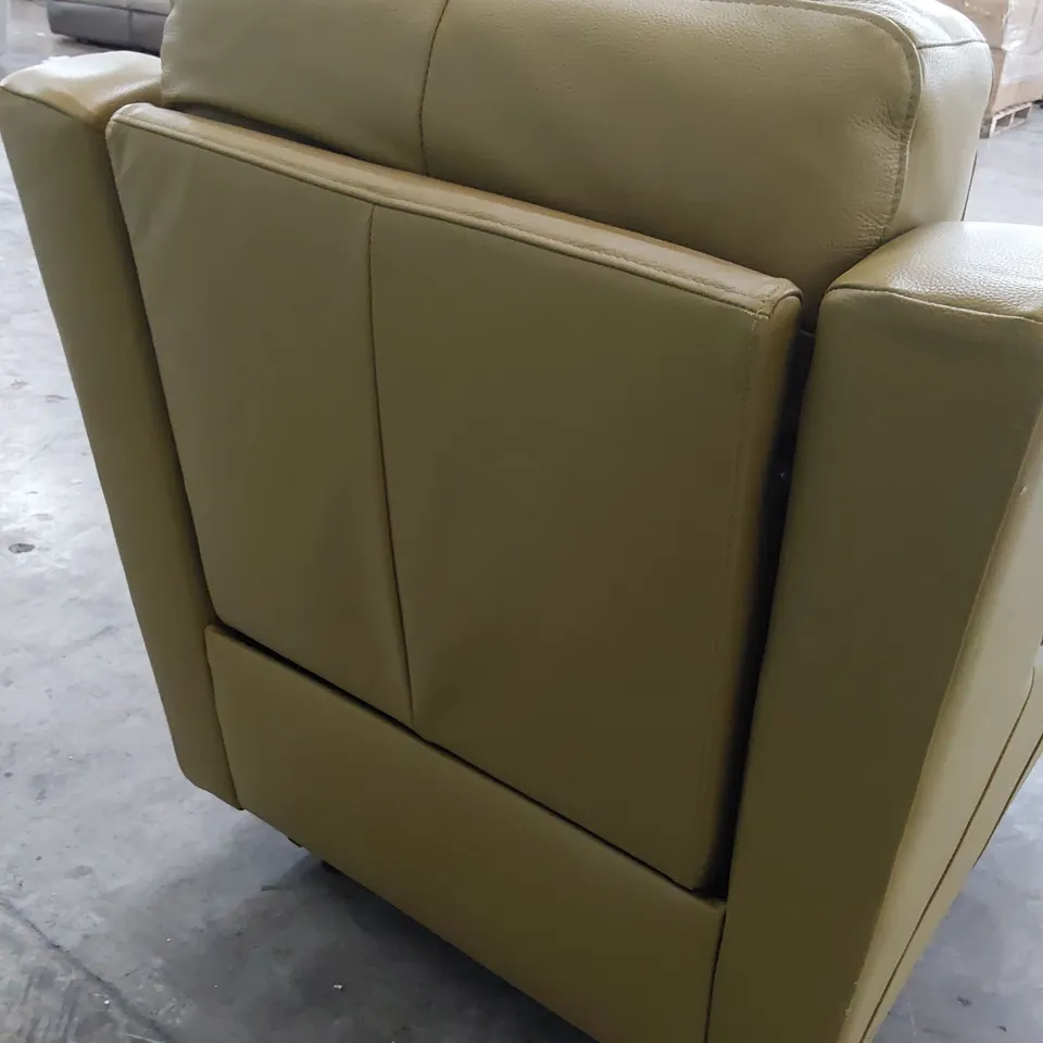 DESIGNER POWER RECLINING EASY CHAIR SAND LEATHER 