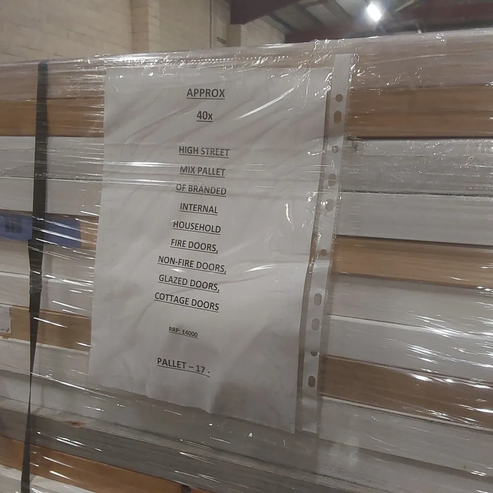 PALLET CONTAINING APPROXIMATELY 40x MIXED INTERNAL DOORS
