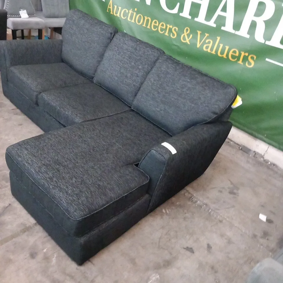 DESIGNER BLACK FABRIC CORNER SOFA