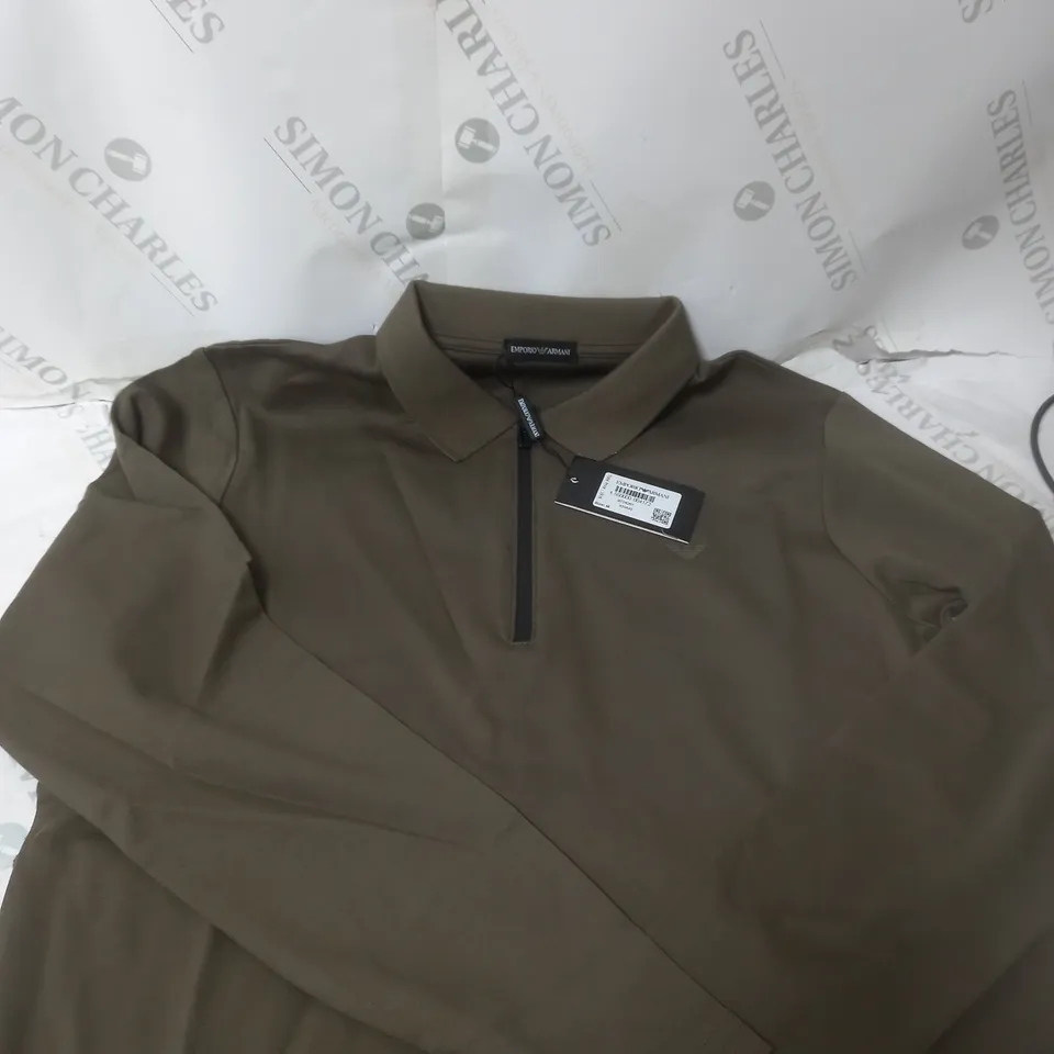 emporio Armani khaki medium long polo shirt 