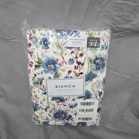 BIANCA FINE LINENS DOUBLE DUVET SET – FLORAL PRINT, 100% PURE COTTON, BRUSHED FINISH