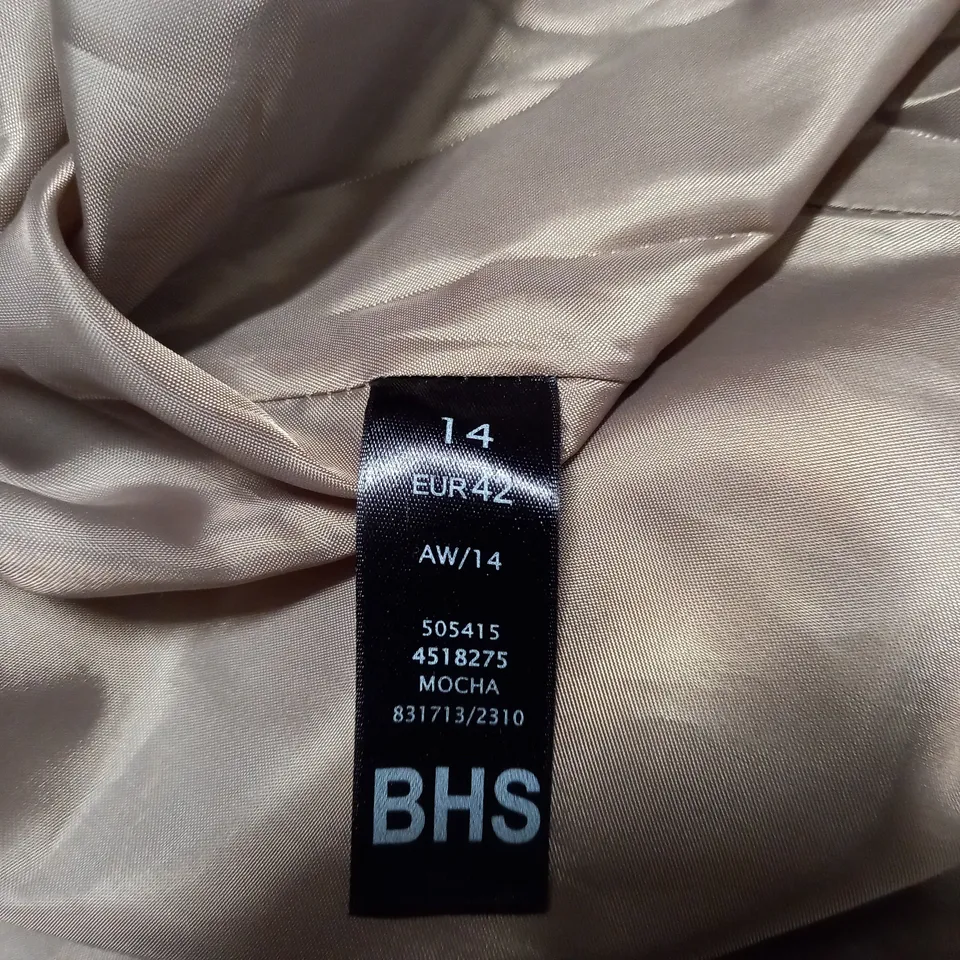 WALLIS MOCHA JACKET WITH BELT - SIZE 14