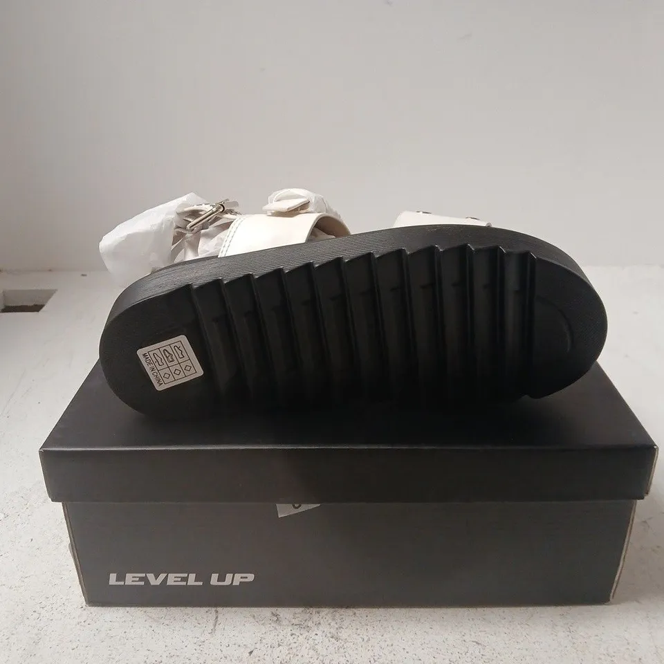 LEVEL UP WHITE STUDDED SANDALS – WOMEN'S FOOTWEAR UK 5