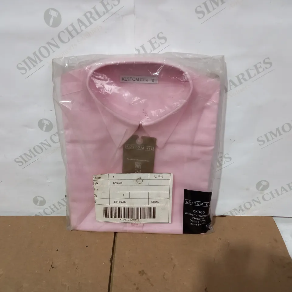 BRAND NEW KUSTOM KIT WOMENS WORKWEAR PINK BUTTON UP SHIRT SIZE XS 8