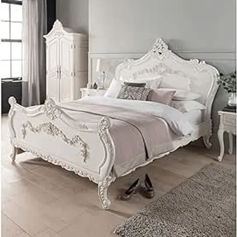 BRAND NEW BOXED HOMES DIRECT 365 EMMANUEL WHITE ANTIQUE STYLE BED KING (4 BOXES)