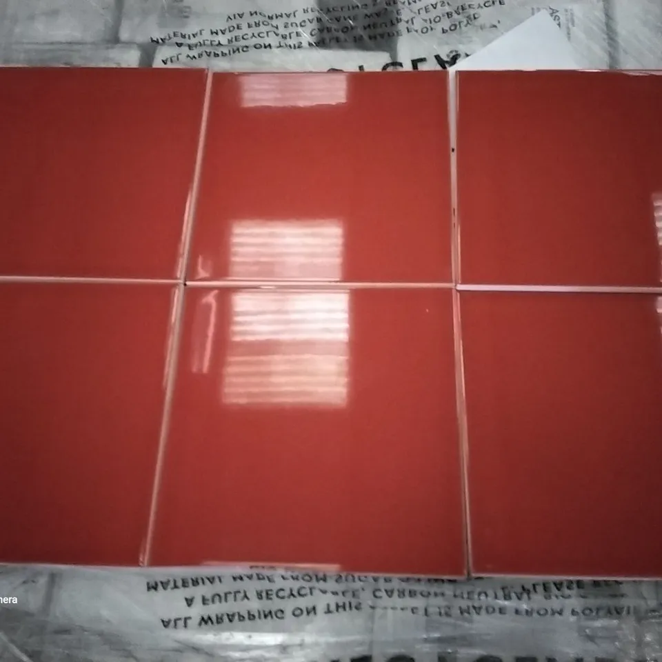 PALLET OF 97 BOXES OF 25 BRAND NEW RED ASTUCE 20X20CM TILES - EACH PACK COVERS APPROXIMATELY 1M² (TOTAL APPROX. 97 SQ.METRES)