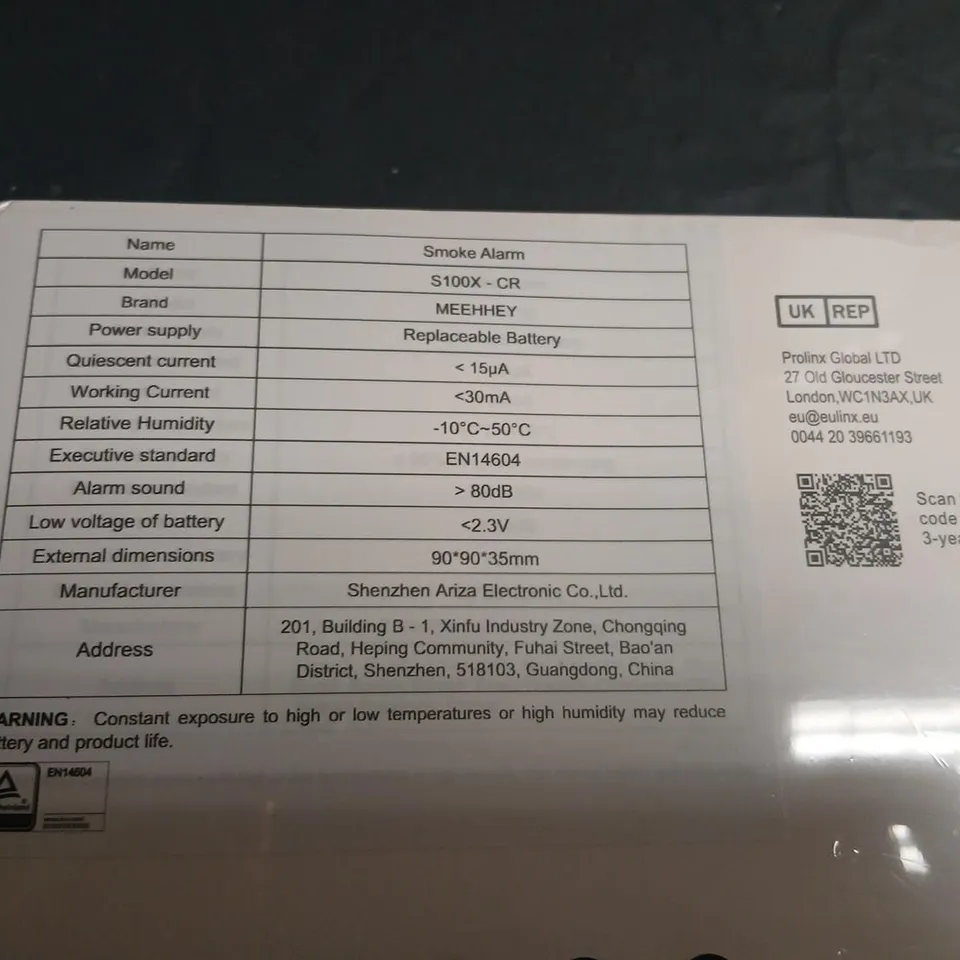 MEEHHEY SMOKE ALARM S100X-CR – BOXED (BATTERY INCLUDED)