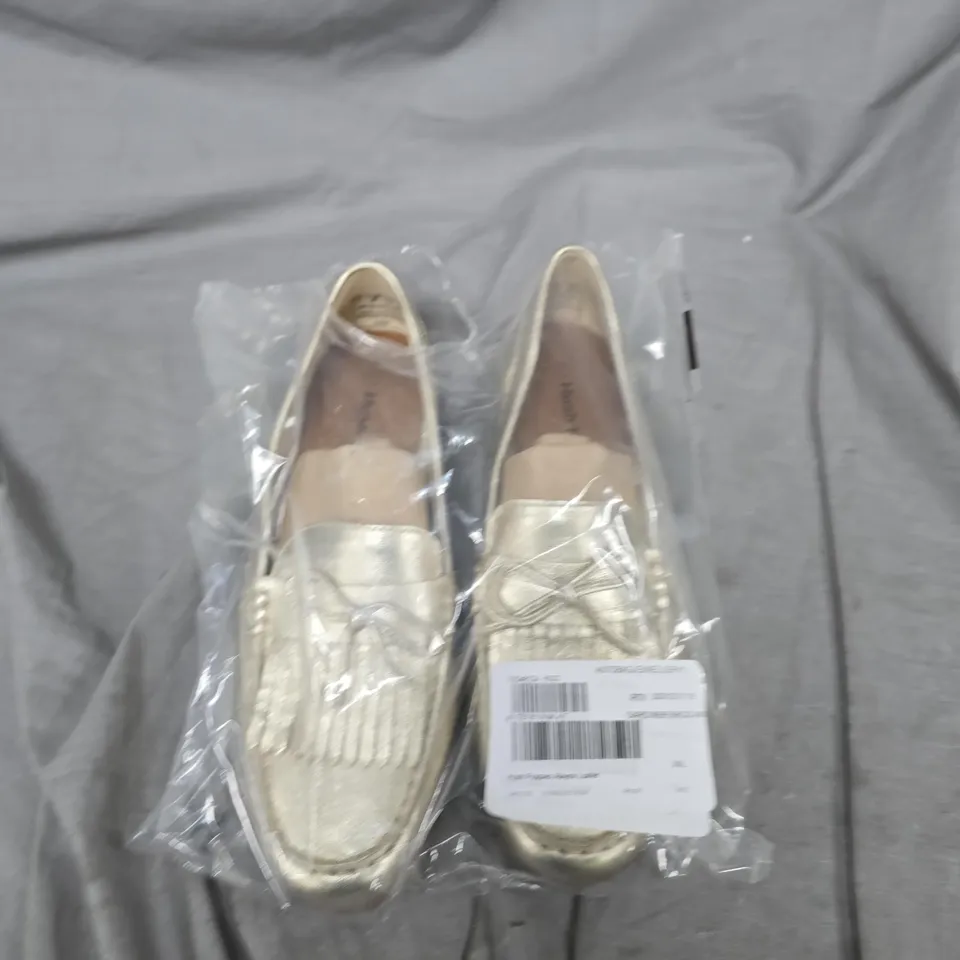 HUSH PUPPIES ALAYNA LOAFER – WOMEN'S GOLD METALLIC SLIP-ON SHOES - UK SIZE 7 