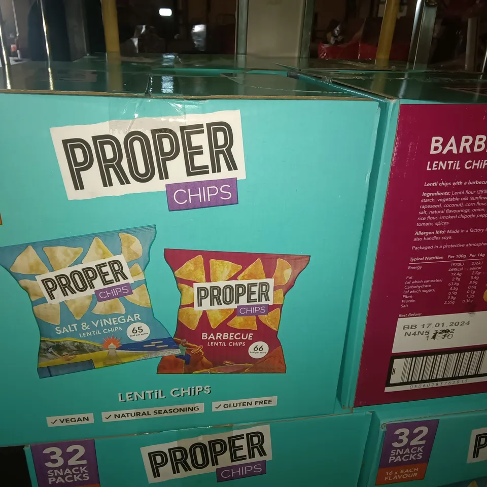 LOT OF 16 32-PACK BOXES OF PROPER CHIPS