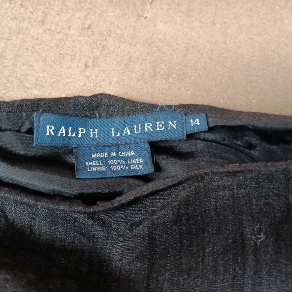 RALPH LAUREN WOMEN'S BLACK LINEN SKIRT, UK 18 (US 14)