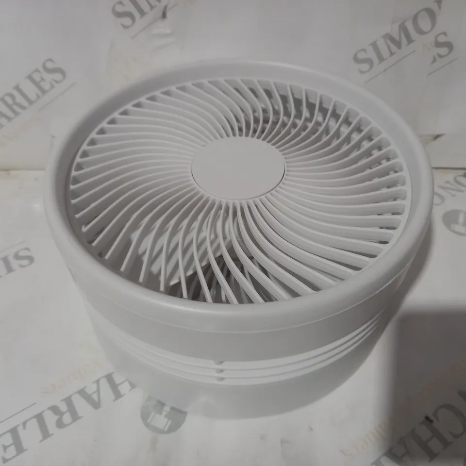 BOXED BELL & HOWELL RECHARGEABLE EXTENDABLE DESK & FLOOR FAN, WHITE