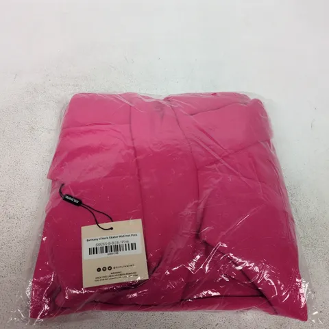 BETHANY V-NECK SKATER MIDI DRESS – HOT PINK, UK 8