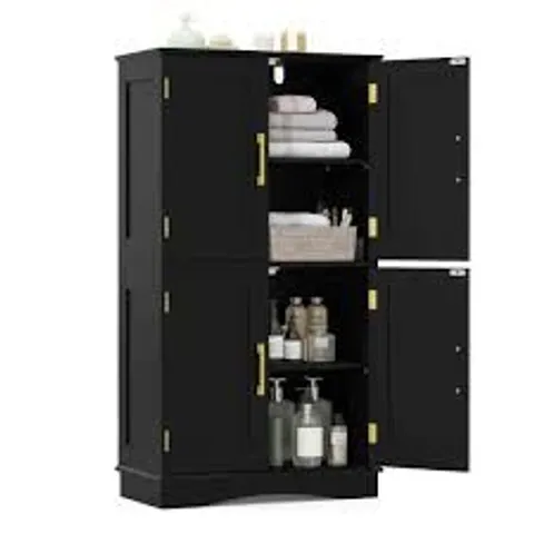 BOXED COSTWAY BATHROOM FLOOR STORAGE CABINET WITH 4 DOORS AND 2 ADJUSTABLE SHELVES-BLACK