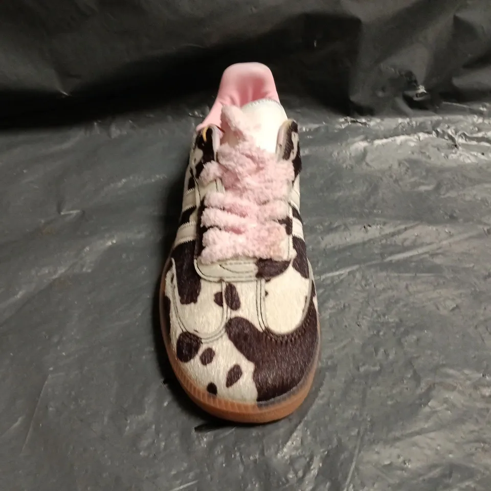 PAIR OF ADIDAS SAMBO OG COW PRINT TRAINERS SIZE UK 7.5