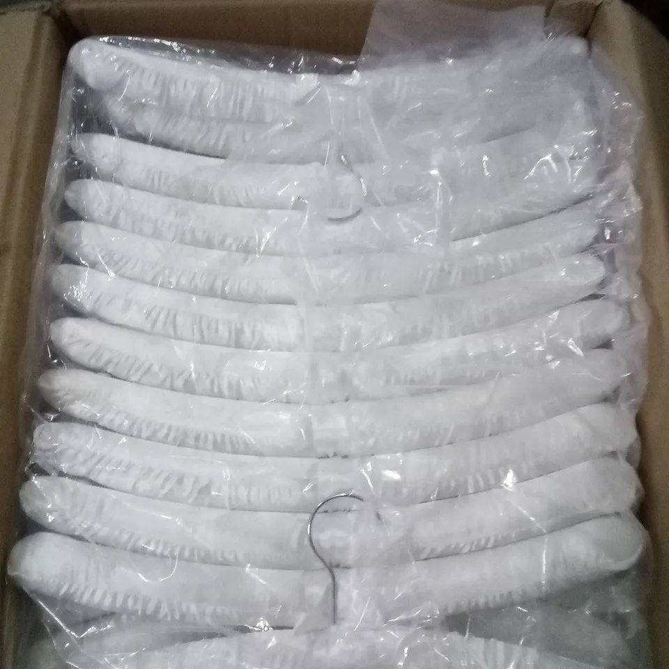 PALLET OF ASSORTED BOXED WHITE HANGERS 