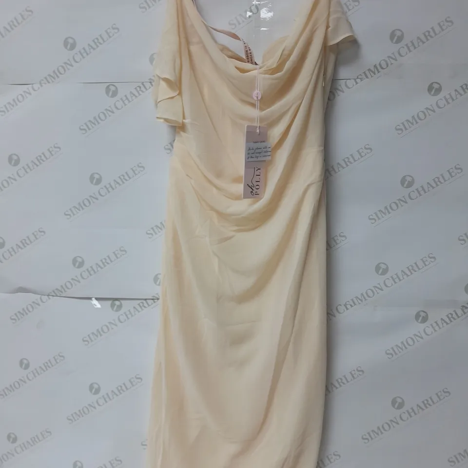 OHPOLLY CORSET BODICE DRESS WITH ASSYMETICAL SLEEVES IN IVORY SIZE 10