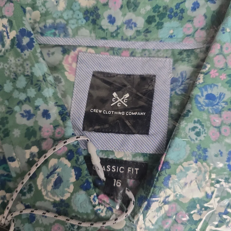 BAGGED CREW CLOTHING COMPANY LULWORTH SHIRT – FLORAL PRINT, CLASSIC FIT, UK 16