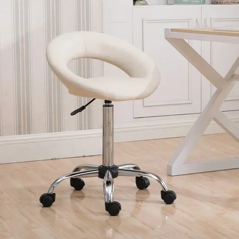 BOXED KURT HEIGHT-ADJUSTABLE BAR STOOL - CREAM/SILVER (1 BOX)