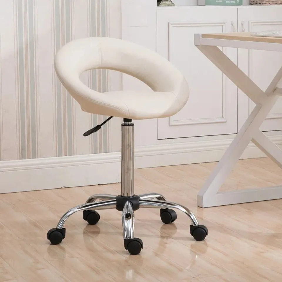 BOXED KURT HEIGHT-ADJUSTABLE BAR STOOL - CREAM/SILVER (1 BOX)