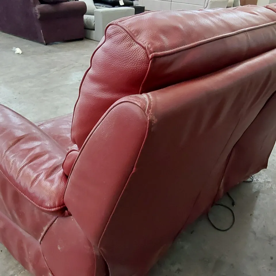 DESIGNER 2 SEATER RECLINER RED LEATHER SOFA 