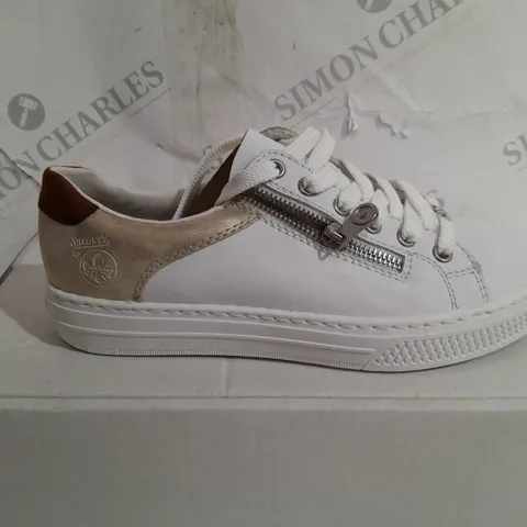PAIR OF RIEKER SIDE ZIP 2 TRAINERS IN WHITE SIZE 6