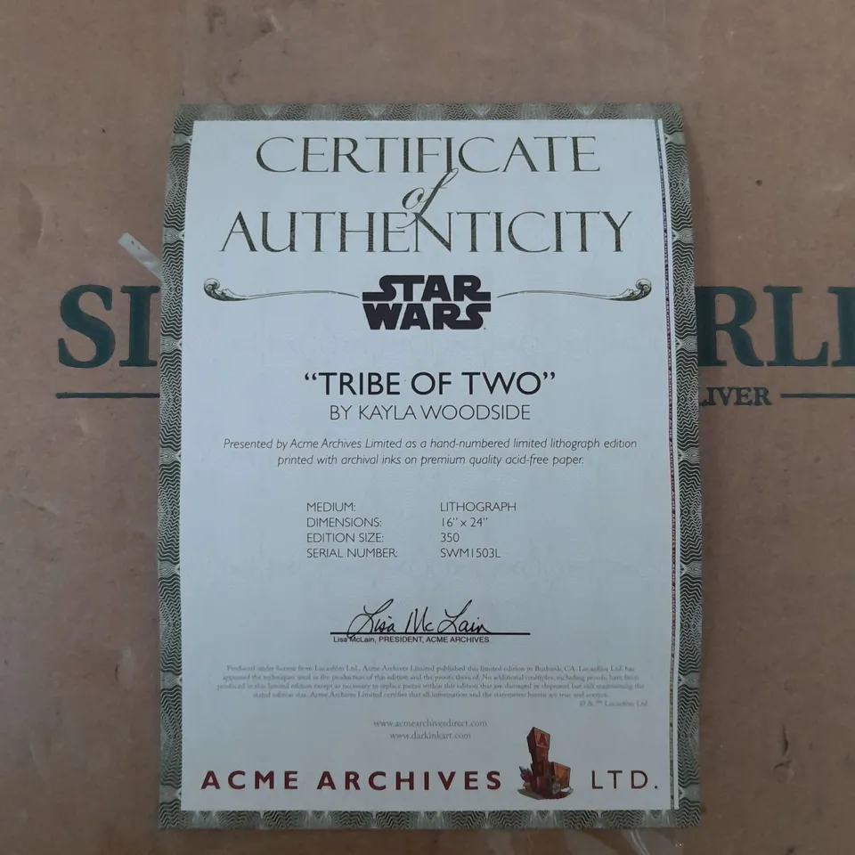 STAR WARS - TRIBE OF TWO BY KAYLA WOODSIDE - COMES WITH CERTIFICATE OF AUTHENTCITY